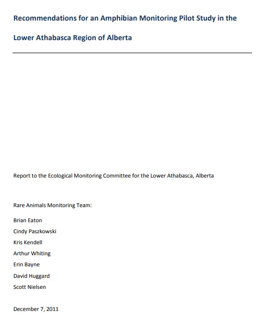 Recommendations for an Amphibian Monitoring Pilot Study in the Lower