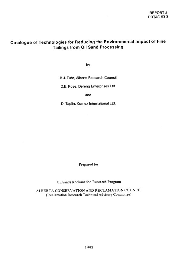 Report cover page