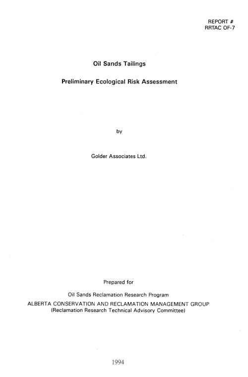 Report cover page
