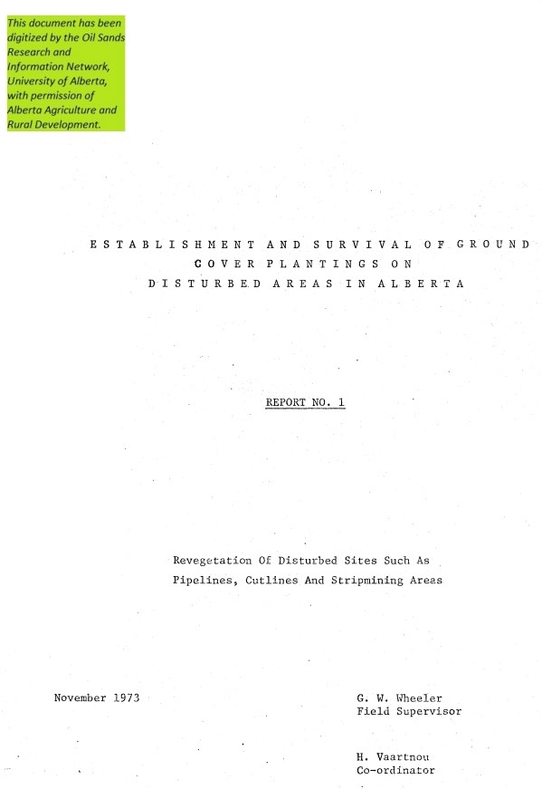 Report cover page