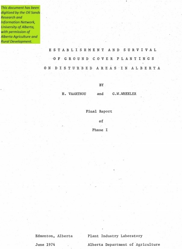 Report cover page