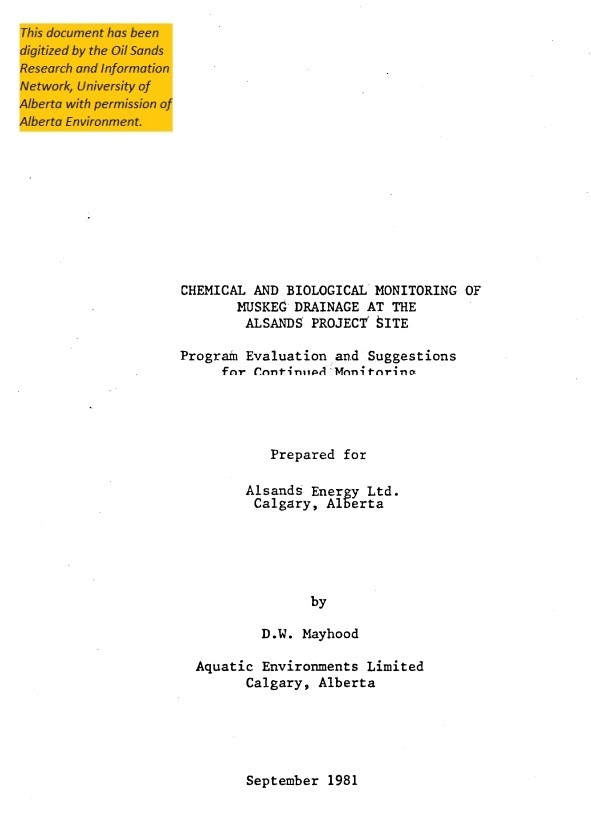 Report cover page