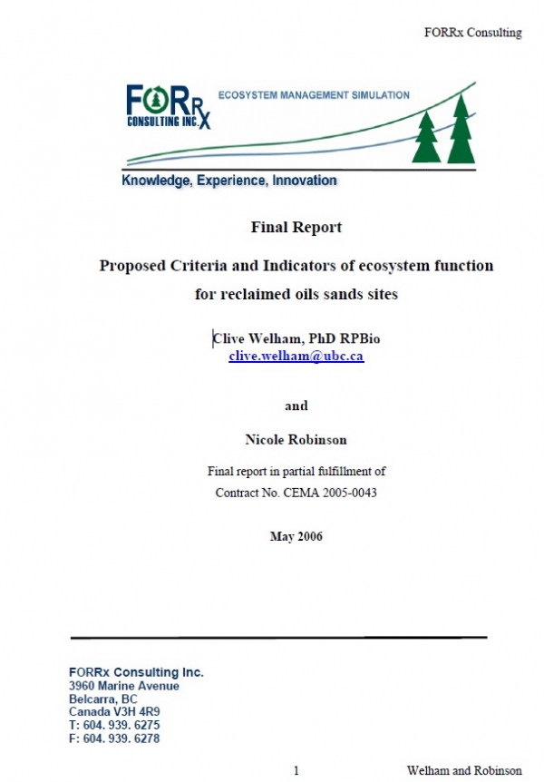 Report cover page