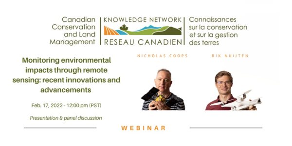 Photos of the two featured speakers are shown, along with the CCLM logo and the title of the event - 'Monitoring environmental impacts through remote sensing: recent innovations and advancements.
