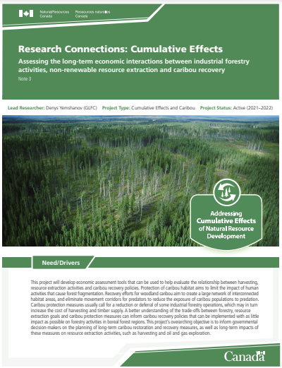 Cover-Assessing the Long-term Economic Interactions between Industrial Forestry Activities, Non-renewable Resource Extraction and Caribou Recovery