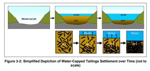 Tailings settlement in a pit lake