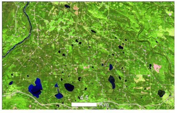 Aerial image of wellsites in ALberta