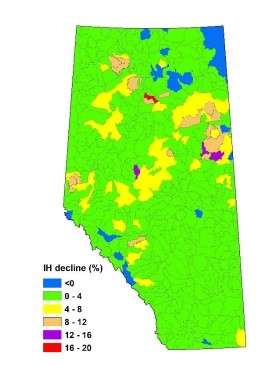 Decline of interior habitat from 2010 to 2018