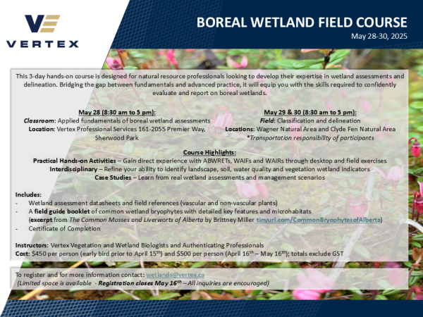 Vertex Boreal Wetland Field Course