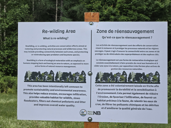 New Brunswick rewilding sign