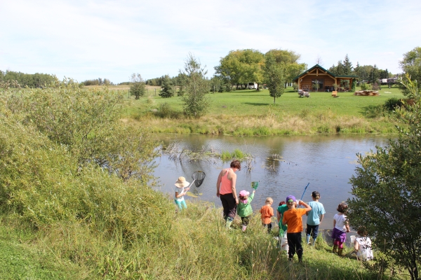 Kids at urban wetland