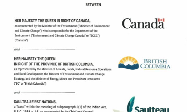 Cover of the Intergovernmental partnership agreement for the conservation of the central group of the Southern Mountain Caribou