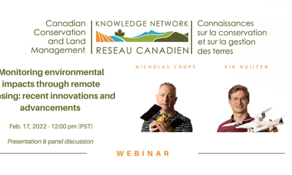 Photos of the two featured speakers are shown, along with the CCLM logo and the title of the event - 'Monitoring environmental impacts through remote sensing: recent innovations and advancements.