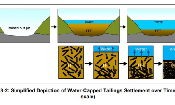 Tailings settlement in a pit lake