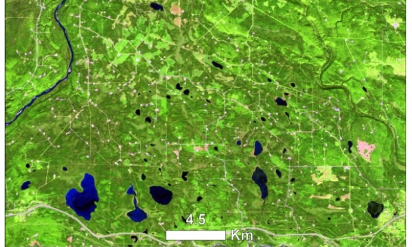 Aerial image of wellsites in ALberta