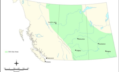Oil and gas areas in western Canada