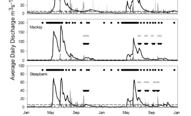 Average daily discharge and precipitation