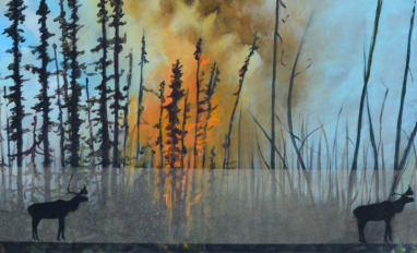 caribou response to wildfire painting