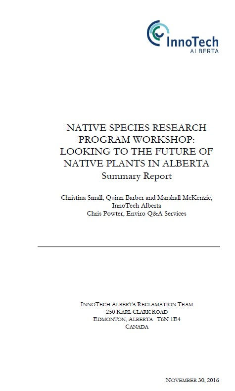 Cover page for report