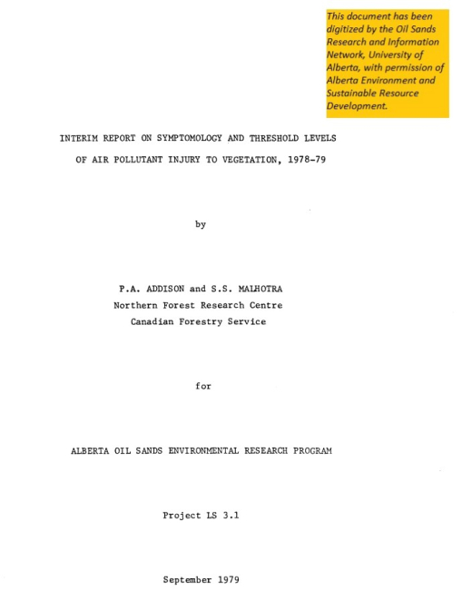 Report cover page