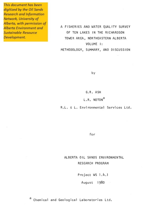 Report cover page