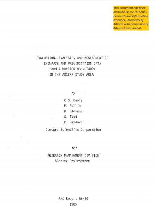 Report cover page