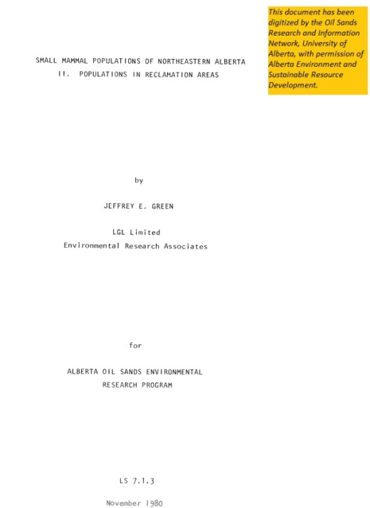 Report cover page