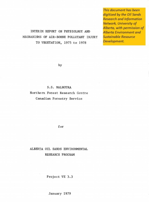 Report cover page