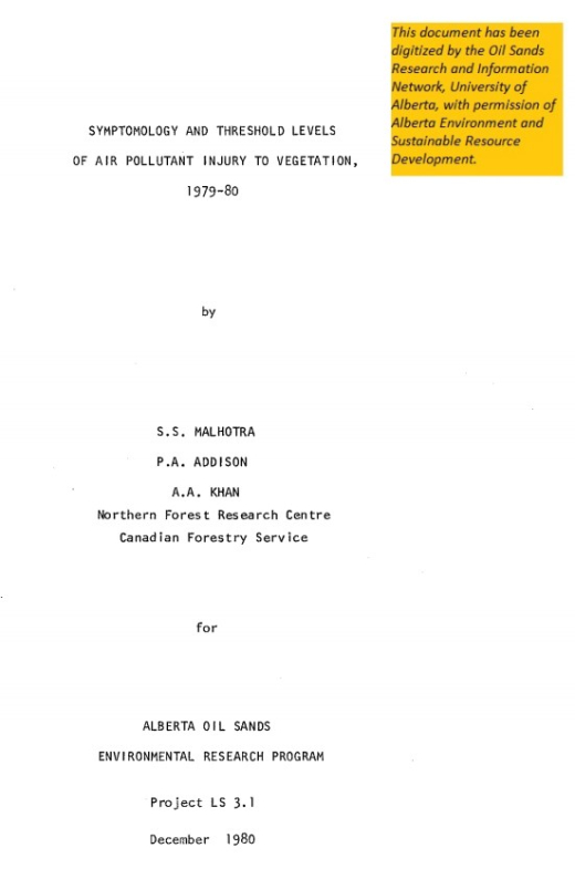 Report cover page