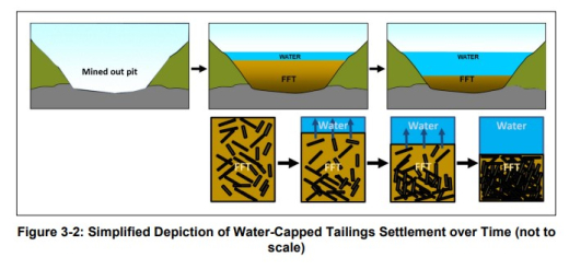 Tailings settlement in a pit lake