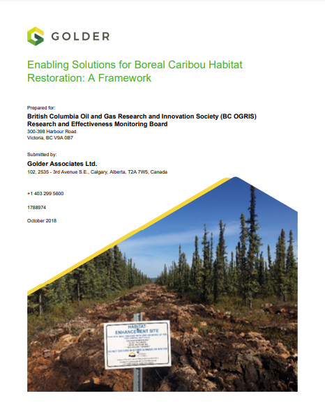 Enabling Solutions for Boreal Caribou Habitat Restoration: A Framework  - Report Cover