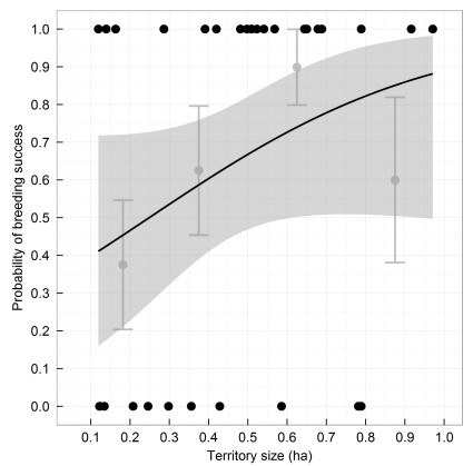 Canada warbler breeding success vs territory size