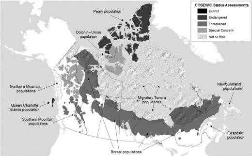 Map of caribou ranges