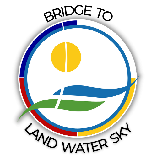 Bridge to land water sky logo